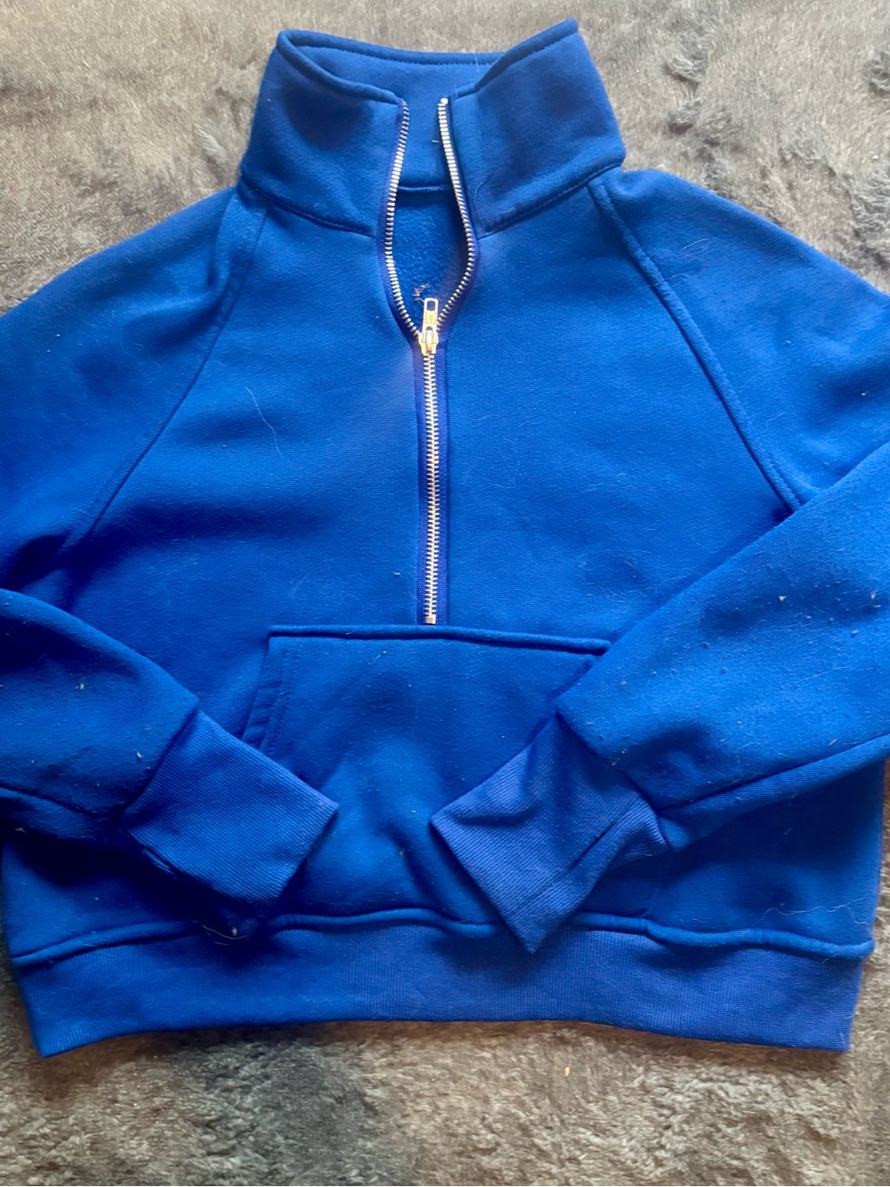 Girls Royal Blue Half-Zip Pullover Sweatshirt-Size Medium